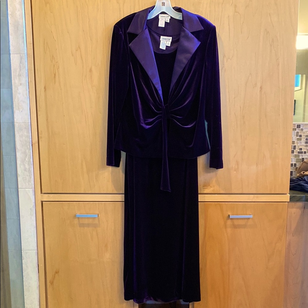 Coldwater Creek Deep Purple Velveteen Floor length dress and blazer